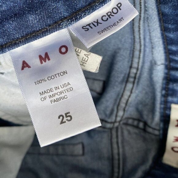 AMO Jeans Stix Crop Sweetheart Jeans Dark Wash Cotton Blend Made in USA Size 25 - Picture 6 of 12